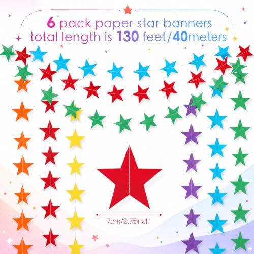 Image of Patelai Star Garland, Rainbow, 78 Feet