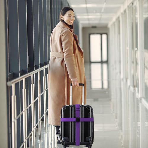 Image of Luggage Straps for Suitcases TSA Approved Travel Belt by Chelmon(Purple)