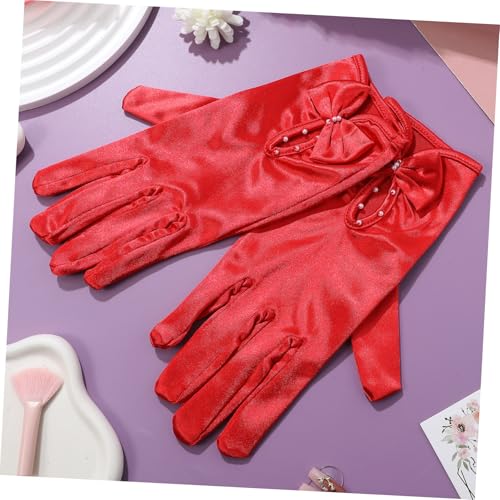 1Pair Elegant Satin Wedding Gloves for Evening Parties Costumes Bowknot Design Easy Maintenance Timeless Style for Weddings Tea Parties and Special Events4