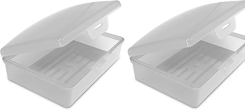 Jabonera de viaje con tapa, color blanco translúcido, juego de 2, perfecta para viajes, gimnasio o almacenamiento. Fabricado en los Estados Unidos.