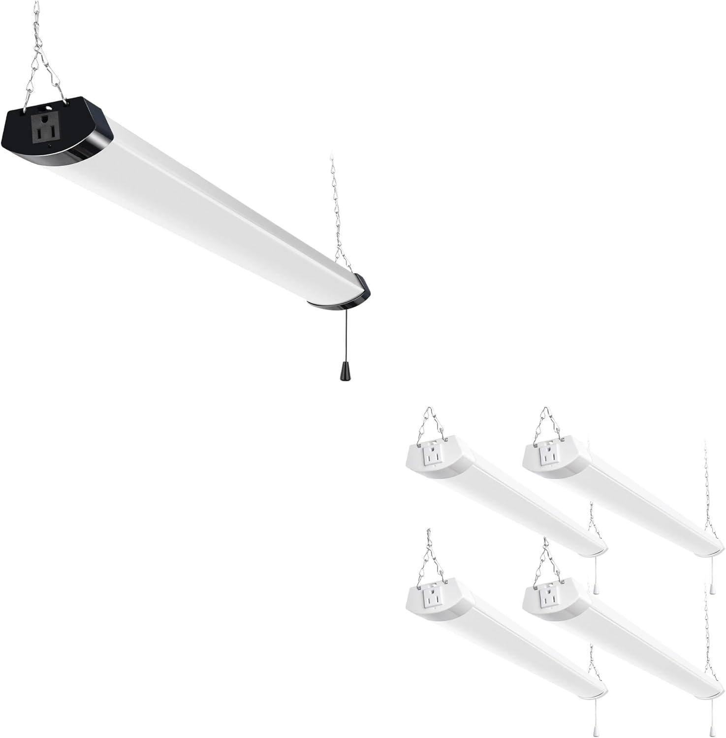 hykolity 5000K LED Shop Light Linkable, Daylight LED Ceiling Lights for Garages, Workshops, Basements, Hanging or FlushMount, Included Power Cord and Pull Chain,ETL