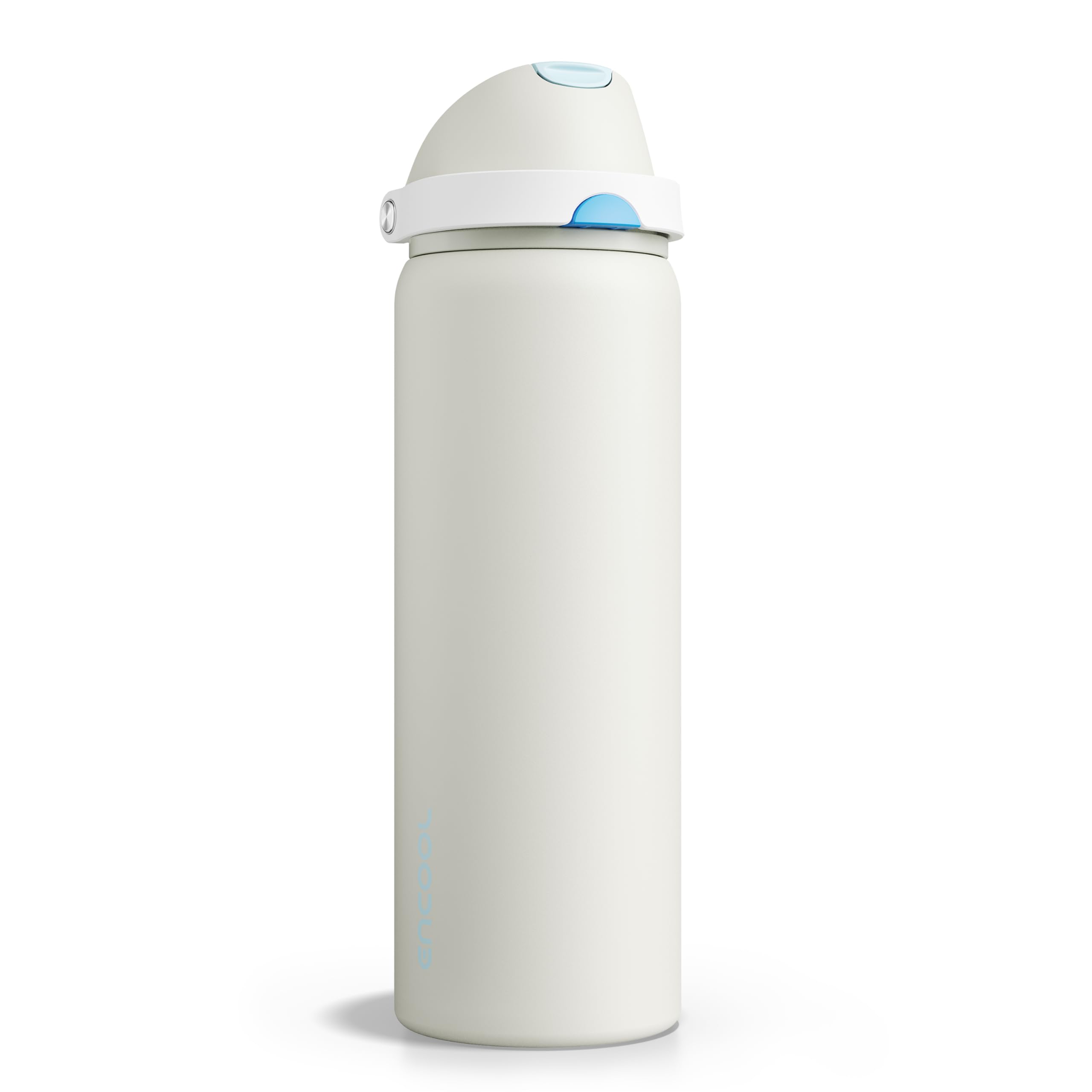 Insulated Water Bottle with Straw - Encool Stainless Steel Water Bottle with Push Button Lid, Leak-Proof &amp; BPA-Free, Keeps Cold for 24 Hours for Sports, Travel, Gym (32 oz, Kangaroo Grey)
