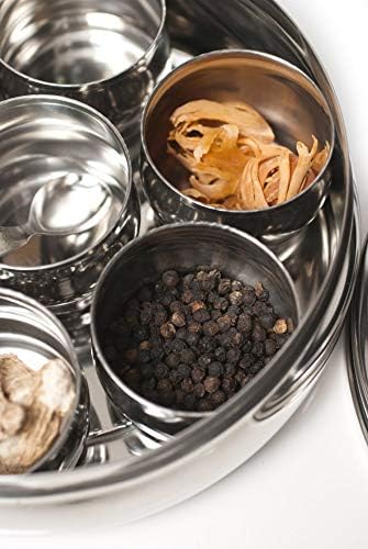 Amazon 本場インドのマサラケース 17cm 7種類のスパイスを保管できる 中が見えて便利 調味料 スパイスラック オンライン通販