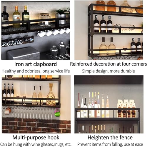 Support bouteille mural gain de place avec rack à verres