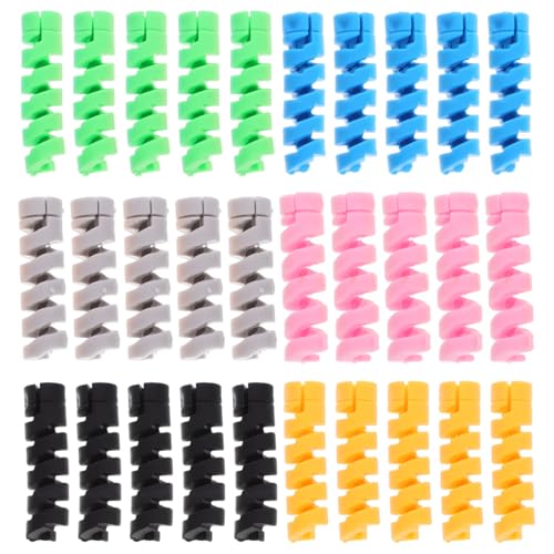 SEWACC 30Pcs Charger Cord Protectors Flexible Silicone Data Cable Protectors for USB Phone Charging Cable Wire Sleeves