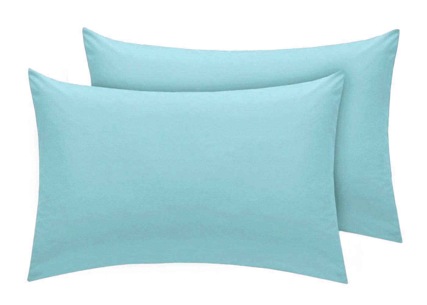 R&Z Plain Dyed Luxury Polycotton Housewife New 2 x Pillow Cases (Aqua)