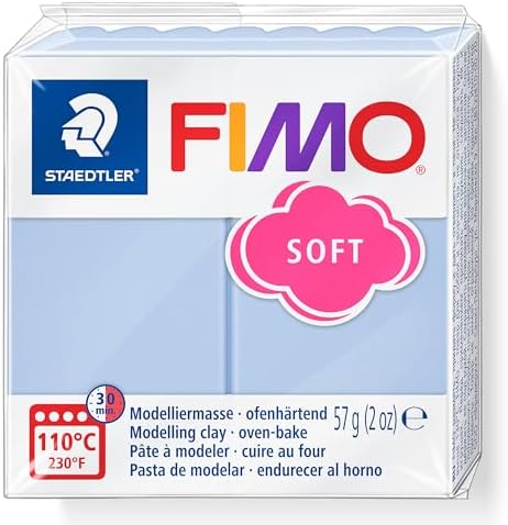 STAEDTLER 8020-35 FIMO Soft Oven-Hardening Polymer Modelling Clay - Windsor Blue (1 x 57g Block)