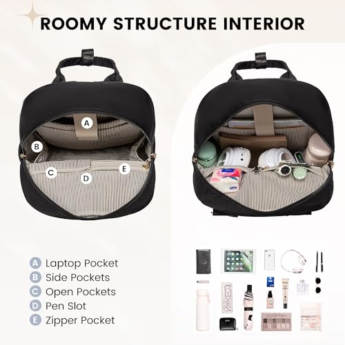 Image of LOVEVOOK Backpack purse for Women, 14 Inch Laptop backpack Cute Waterproof Backpacks Stylish Travel Bags Vintage Daypacks Bookbag for College School Work