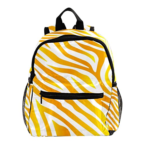 Sac à dos pour garçons et filles imprimé zèbre jaune de 30 cm