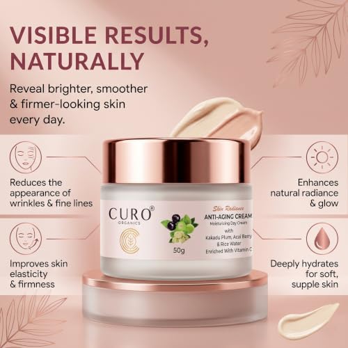 Image of Anti Aging Day Cream with Kakadu Plum, Acai Berry & Rice Water | Brightening, Firming & Hydrating Face Moisturizer | Reduces Wrinkles & Fine Lines | 50g