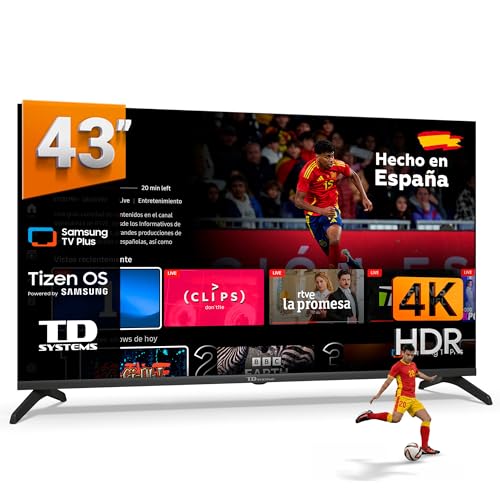TD Systems   Smart TV 43 Pulgadas 4k Samsung TV Tizen OS 8.0. Triple Tuner (DVB T2/C/S2). Televisores con Samsung Smart TV Gaming Hub. Televisión del 2026   PRIME43C22TIZEN