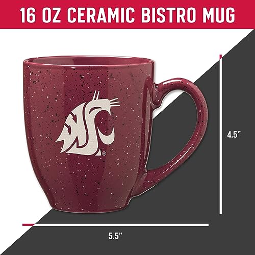 Image of Rico Industries NCAA Washington State Cougars - WSU Maroon Personalized 16 oz Team Color Laser Engraved Speckled Ceramic Coffee Mug