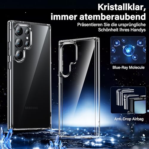 UniqueMe für Samsung Galaxy S24 Ultra Hülle, 5-in-1-Set Handyhülle für Samsung S24 Ultra Case Rundumschutz Schutzhülle Cover,1 Handyhülle & 2 Schutzfolie & 2 Kameraschutz - Transparent 4