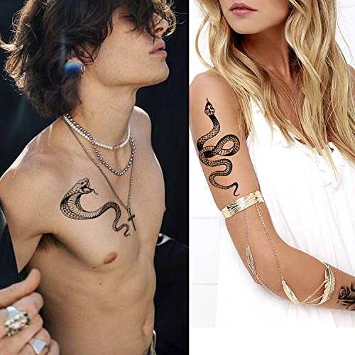 Tazimi Snake Temporary Tattoos ,6 Sheets Black Snake Tattoos For Women Men, Body Art Decorations Black Fake Tattoos Stickers. #TOP3