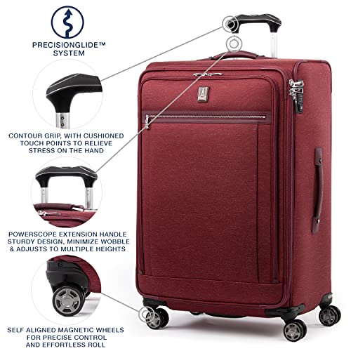 Image of Travelpro Platinum Elite Softside Expandable Checked Luggage, 8 Wheel Spinner Large Suitcase, TSA Lock, Men and Women, Bordeaux Red, Checked Large 29-Inch
