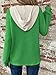 Button V Neck Hoodies for Women Long Sleeve Waffle Knit Pullover Tops Fall Casual Comfy Sweaters Drawstring Tunic (Green,Large)