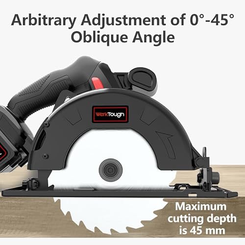 Werktough 20V Cordless Circular Saws with 3pcs Saw Blades(16mm), Max 4000RPM, Parallel Guide, Ideal for Wood, Plastic, Soft Metal CS01 - Image 5