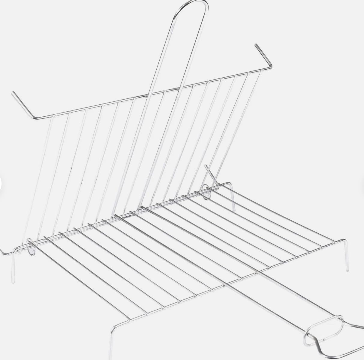 Griglia per Barbecue, Graticola in Acciaio cromato con Manico, Barre Verticali Lisce, Apribile e richiudibile (50x35 cm)