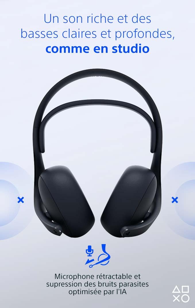 Playstation Sony, Casque-Micro sans Fil Pulse Elite 5, Compatible PC et Mac, Audio sans Perte Link, Micro Rétractable, Réduction de Bruit IA, 30h d’Autonomie, Couleur : Noire