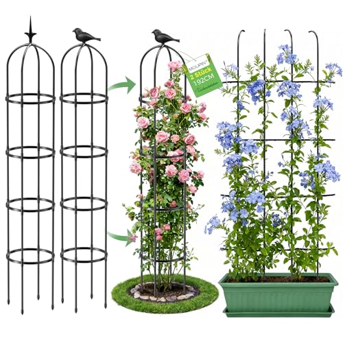 MQUPIN Rankhilfe Garten Obelisk Upgraded Turm Rosen Rankhilfe FüR 192cm, Durable U-FöRmige Obelisk â€¦ – Miniatur