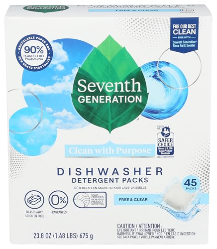 Seventh Generation Dishwasher Detergent Packs 45 Count