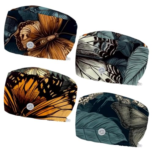 Butterfly Pattern Decor Safety Head Protection Caps, 4 Pack Ergonomic Lightweight Caps for Industrial Household Use