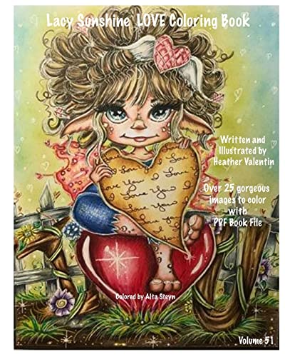 Lacy Sunshine Love Coloring Book: Valentine Love Fairies, Sprites, Dragons, Hearts and More Adult Colorng Book All Ages Volume 51 (Lacy Sunshine Coloring Books)