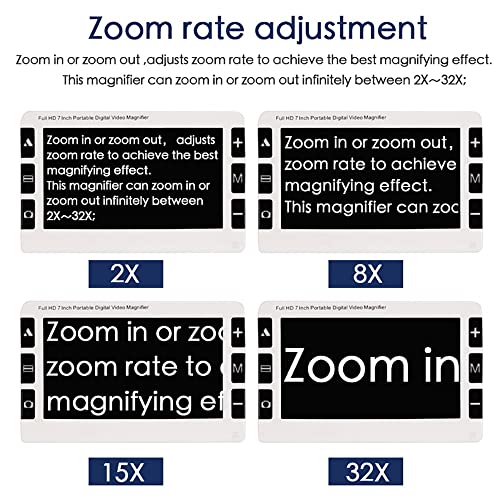 Ajuda De Leitura De Lupa Digital 7in Para Baixa Visão, 2x-32x. Amplificação Infinita, 19 Modos De Co
