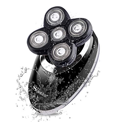 SURKER Máquina de barbear elétrica para homens, 4 em 1 barbeador de cabeça careca sem fio USB imperm