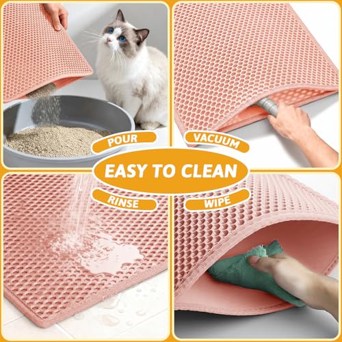Image of Pieviev Cat Litter Mat Double Layer Waterproof Urine Proof Trapping Mat 1 Pack (Red, 24x15 Inch (Pack of 1))