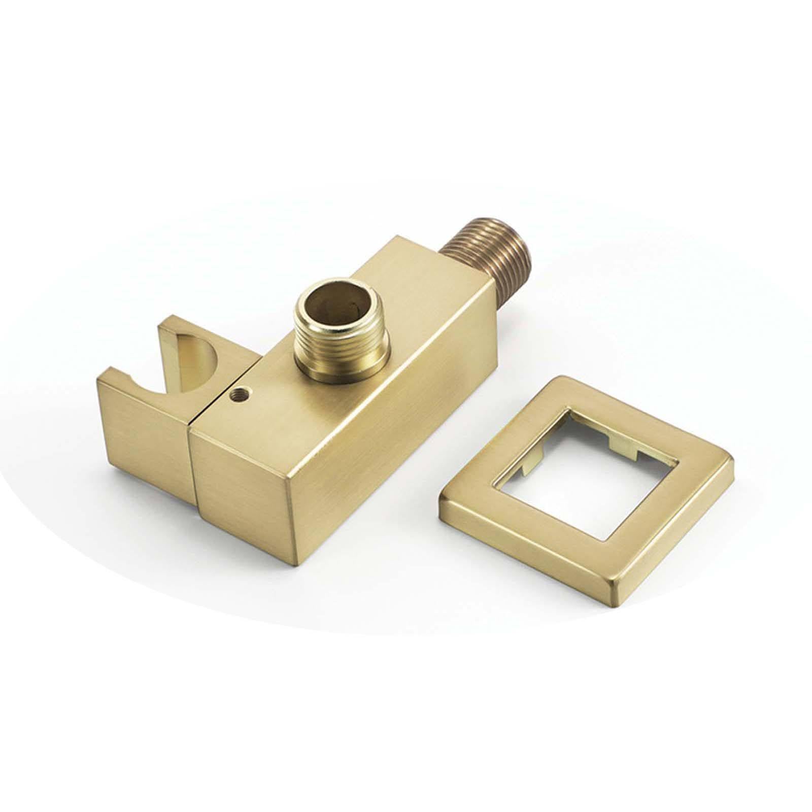 Soporte Ducha Pared Montado en La Pared Soporte Alcachofa Ducha Rotación Oro Cepillado Soporte Ducha Latón Soporte de Ducha Cuadrado Soporte para Ducha Estilo de Lujo Ligero