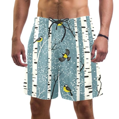 Short de bain homme arbres oiseaux fini l'inconfort d'un maillot mouillé à la plage