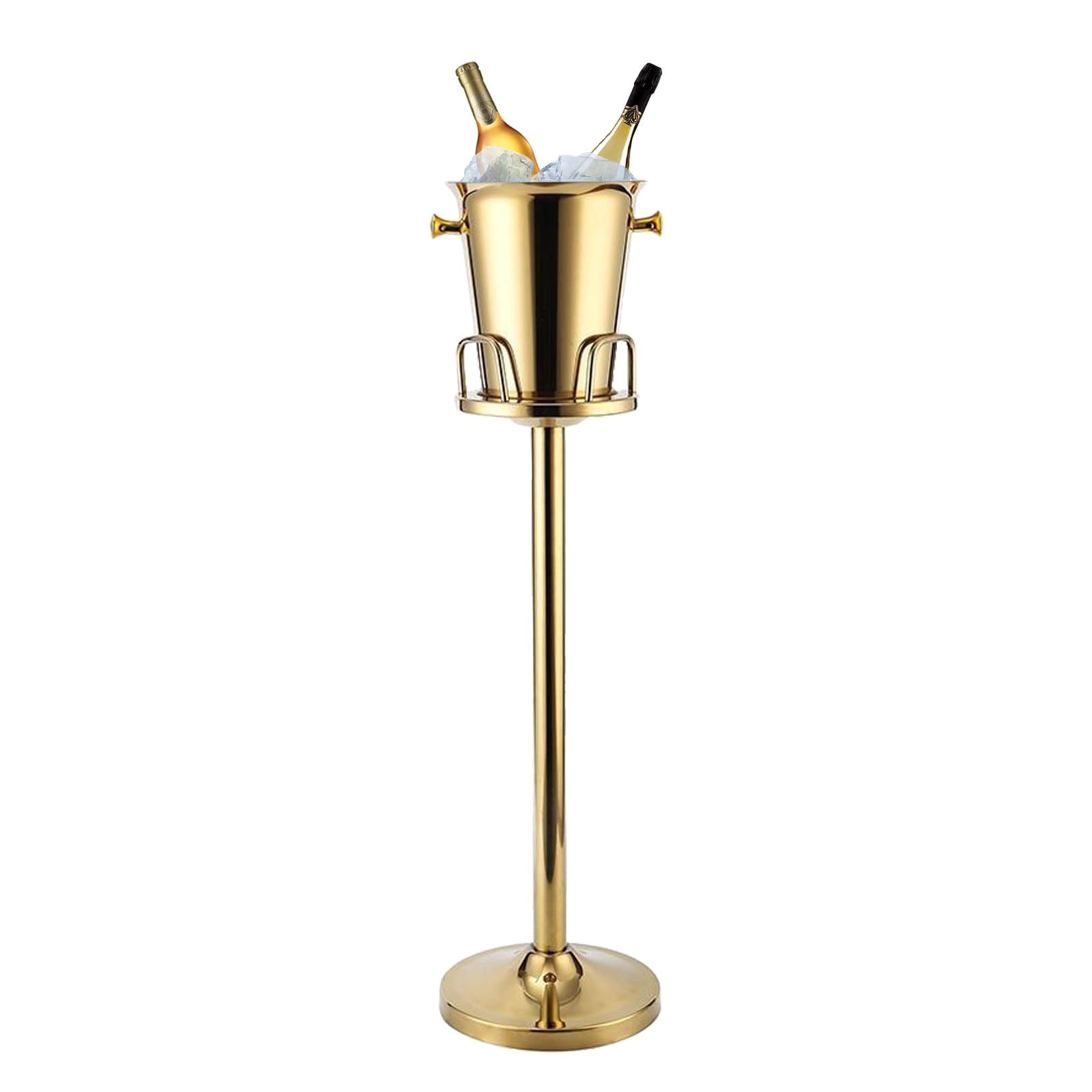 Gold Ice Bucket with Stand, large Champagne Ice Bucket 1.32 gal, Stainless Steel Ice Bucket, 3Ft Tall Ice Bucket for Cocktail Bar Parties