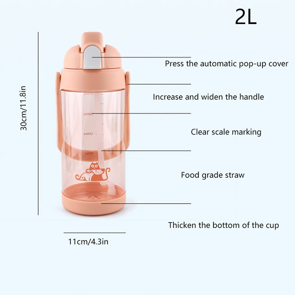 Bouteille d'eau Grande tasse d'eau Sports en plein air Portable Coupe d'eau de grande capacité Coupe d'une paille anti-chute des hommes et des femmes tasse à emporter Bouteille Isotherme Gourde Sport