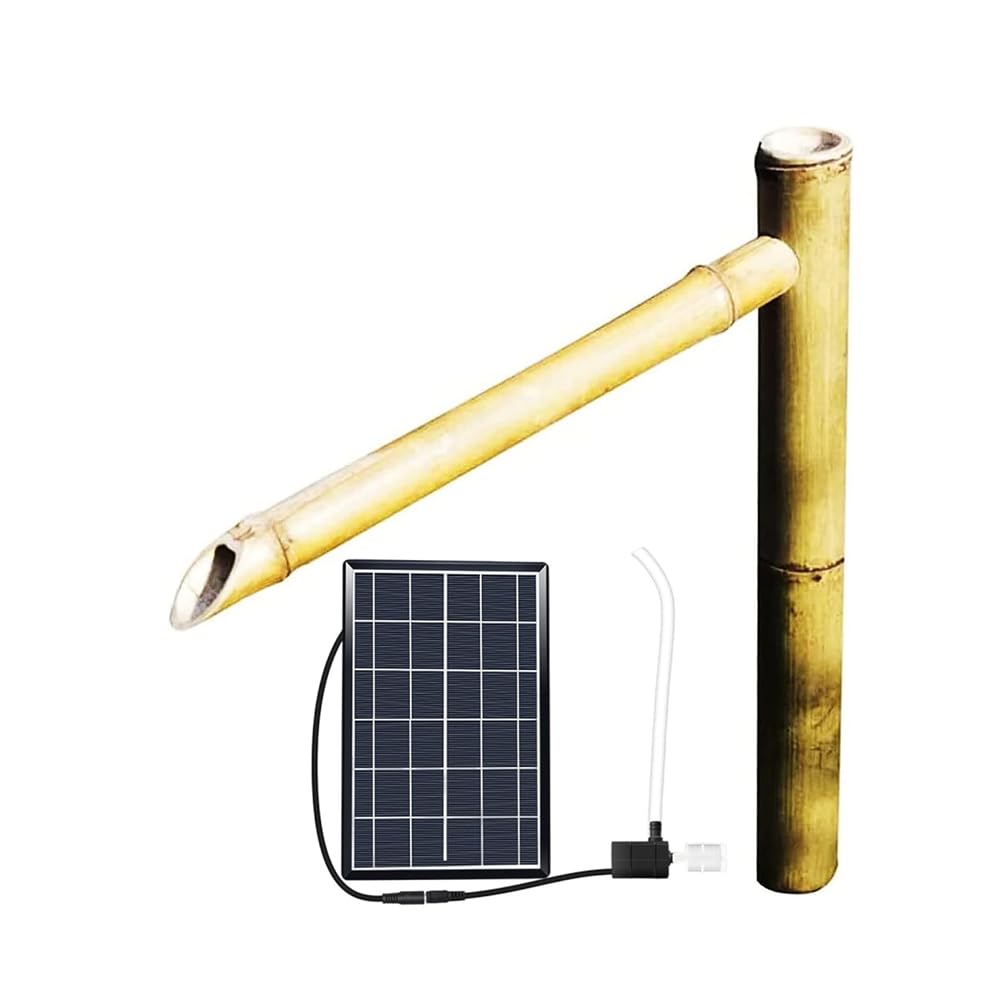 asdchZen Bamboo Solar Water Fountain Kit,Outdoor Freestanding Fountains With Solar Pump, Bamboo Accents Water Fountain & Pump Kit Feng Shui Zen Fountain 70X45Cm