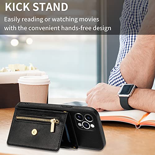 Szhaiyu Wallet Crossbody For Iphone 12 Phone Case With Lanyard Strap Credit Card Holder, Pu Leather Protective Handbag Zipper Purse Kickstand Cover Women Girl (Black) #TOP5