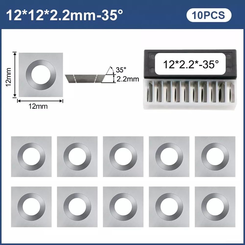 HpLive 10 Stück Hartmetall Wendeplatten 12x12x2.2mm Quadratisch für Holzbearbeitung Drehbank Hobel Ersatzklingen