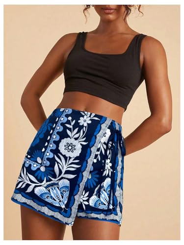 Image of SweatyRocks Women's Boho Mini Skirts Floral Shorts Tie Side Wrap Skorts