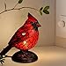 Cardinal Lamp Stained Glass, Resin Red Bird Table Light Lamps, Christmas Bedroom Decor Bird Lamp (Red)