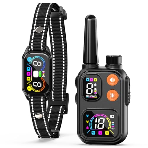 2-in-1 Dog Shock & Bark Collar, 4500FT Remote with Voiceprint Recognition - Adjustable...