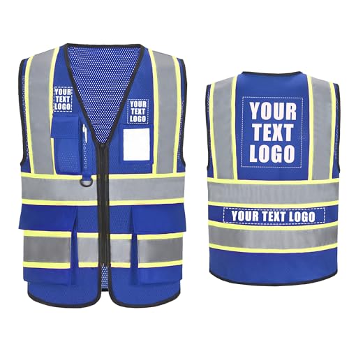 Image of A-SAFETY Mesh High Vis Vest, Reflective Construction Vest with Pockets