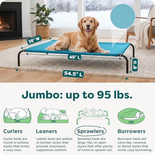 Image of FurHaven Elevated Dog Bed, Cooling Raised Pet Cot with Breathable Mesh, Durable Steel Frame, Indoor /Outdoor Use, Easy Assembly, Jumbo XL, Nylon Mesh with Steel Frame, Capri Blue
