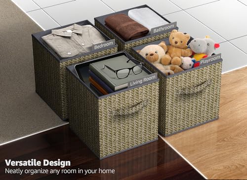 Sorbus Foldable Storage Bins - 11 Inch Sturdy Collapsible Fabric Storage Cubes with Handle - 4 Baskets for Organizing Clothes & Toys - Organization & Storage Baskets for Shelves, Pantry, Closet, Cubby - Image 5