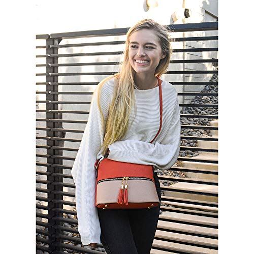 Image of SG SUGU Lunar Lightweight Medium Dome Crossbody Bag Shoulder Bag with Tassel | Zipper Pocket | Adjustable Strap