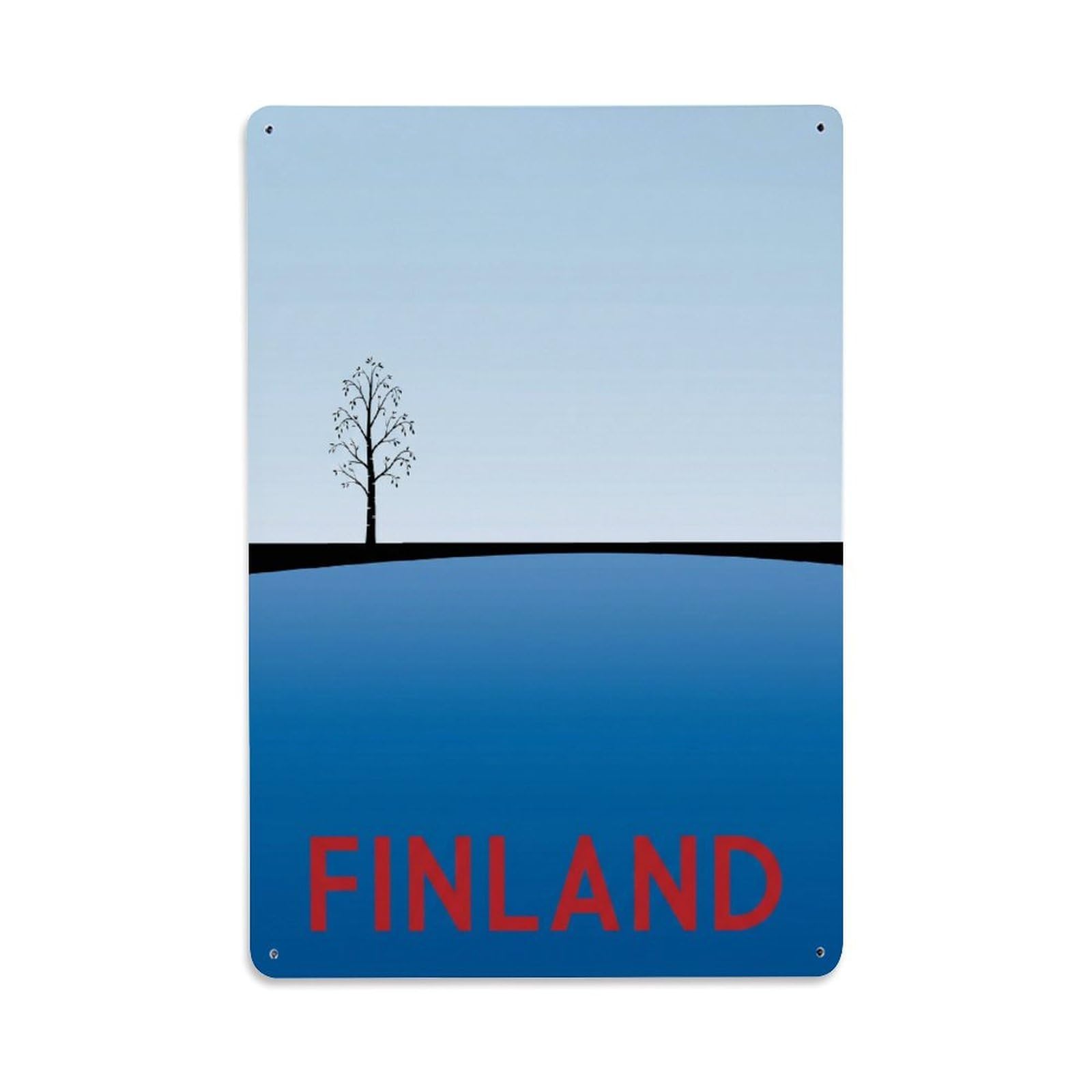 Olhnbad Style Finland Minimalist Birch Lake Travel Nordic Metal Tin Sign