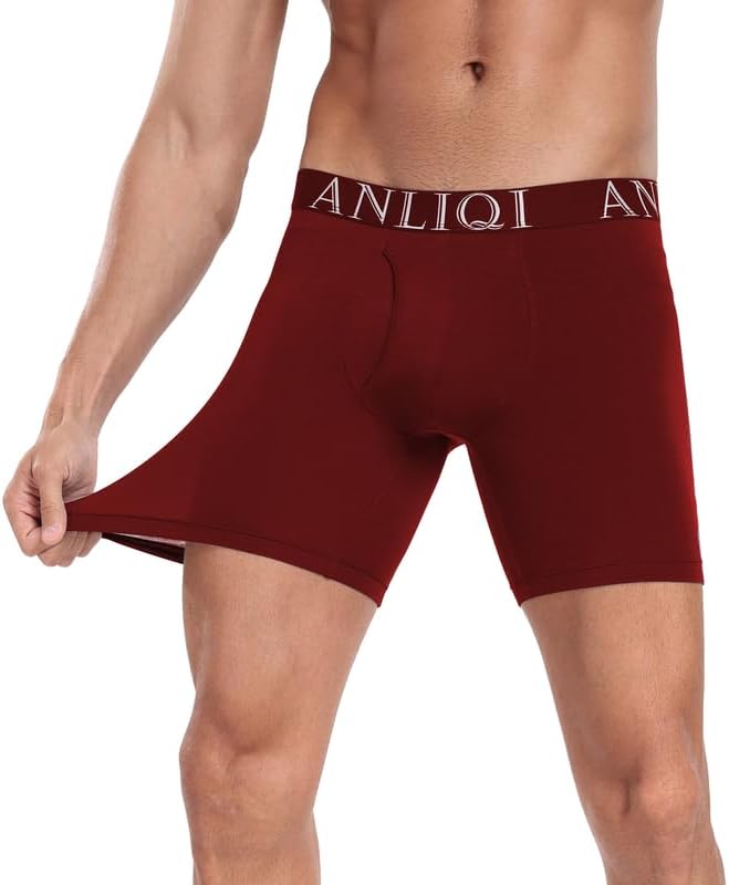 ANLIQI Men's Underwear Boxer Briefs Pack Bamboo Viscose Underwear Moisture Wicking & Breathable Men Underware with Fly 4 Pack - Image 9