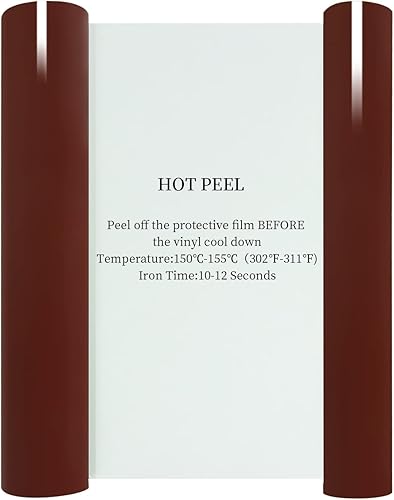 Miniatura 3 de GIRAFVINYL Rollo de vinilo de transferencia de calor de 12 x 10 pies, vinilo marrón para planchar, fácil de desherbar, vinilo de prensa de calor