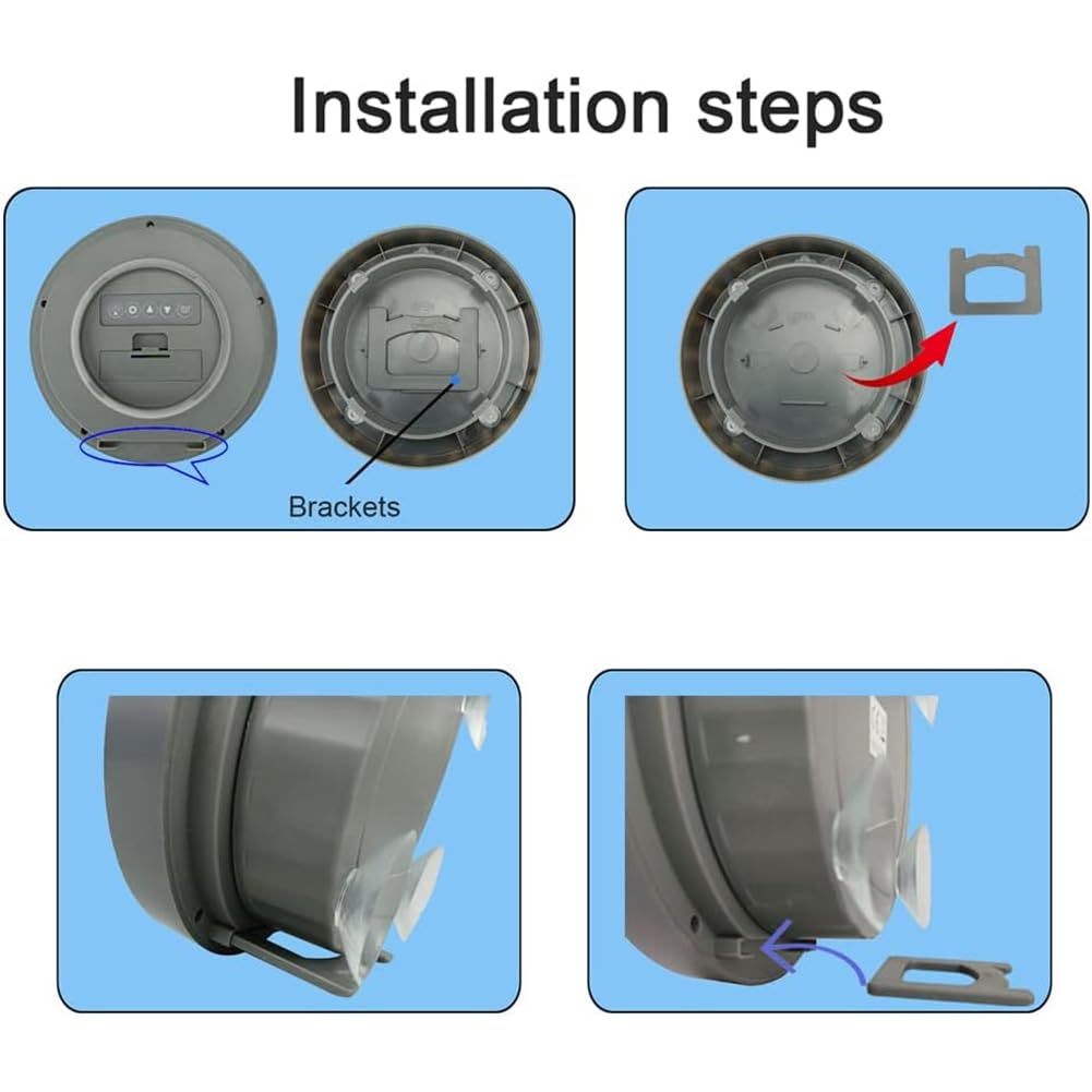 1 reloj con ventosa para el hogar, resistente al agua, para baño, cocina, pantalla digital LCD, detector de temperatura, color gris