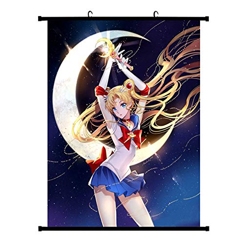 Bowinr Sailor Moon Wall Scroll Poster, Japanese Anime Sailor Moon Fabric Painting Home