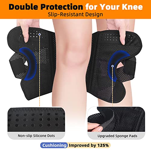 image for ihuan Knee Braces for Women Men - Open Knee Compression Sleeve with Ad